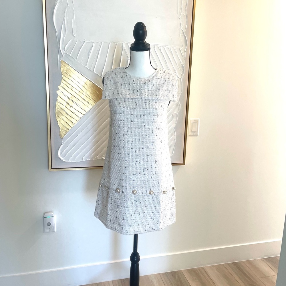 Gracia White Tweed Mini Dress